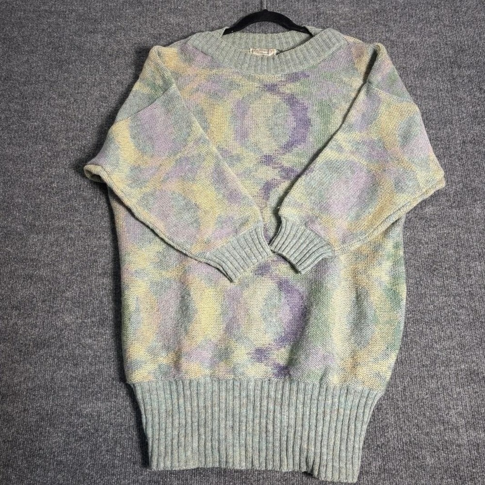Vintage Nikiline Sweater Dress Womens Large Pastel 100% Wool Made in Italy 90s
